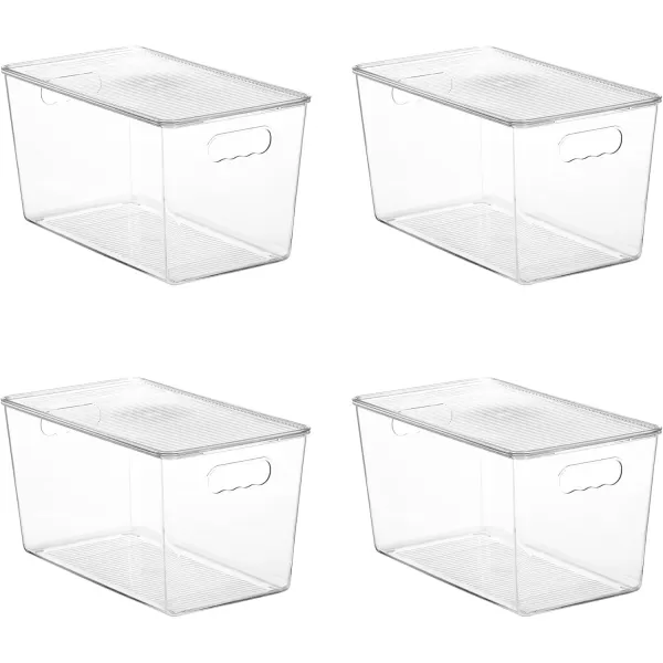 Vtopmart 6 Pack Clear Stackable Storage Bins with Lids Large Plastic Containers with Handle for Pantry Organizer and StoragePerfect for BathroomCabinetKitchenFridgeCloset Organization4