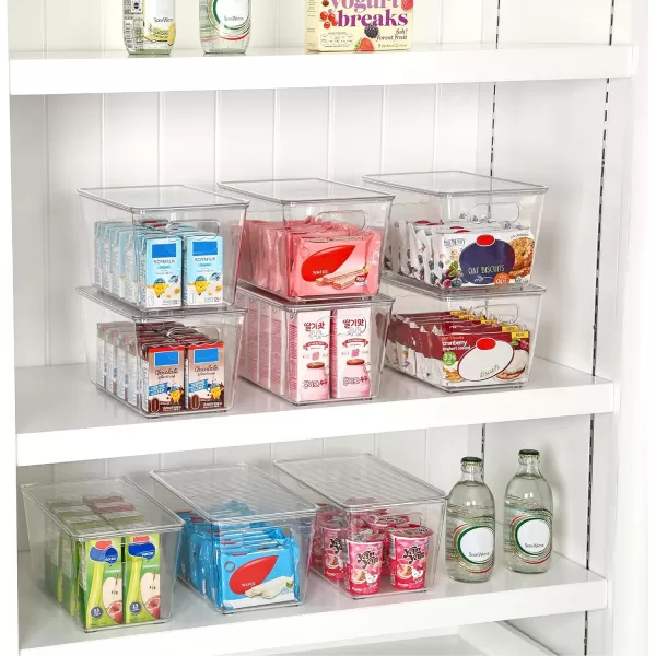 Vtopmart 6 Pack Clear Stackable Storage Bins with Lids Large Plastic Containers with Handle for Pantry Organizer and StoragePerfect for BathroomCabinetKitchenFridgeCloset Organization6