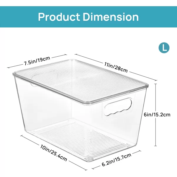 Vtopmart 6 Pack Clear Stackable Storage Bins with Lids Large Plastic Containers with Handle for Pantry Organizer and StoragePerfect for BathroomCabinetKitchenFridgeCloset Organization4