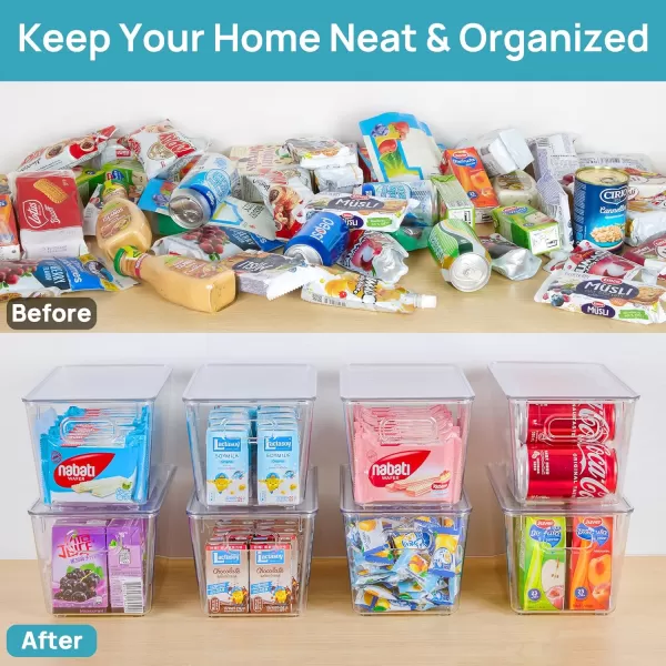 Vtopmart 6 Pack Clear Stackable Storage Bins with Lids Large Plastic Containers with Handle for Pantry Organizer and StoragePerfect for BathroomCabinetKitchenFridgeCloset Organization10
