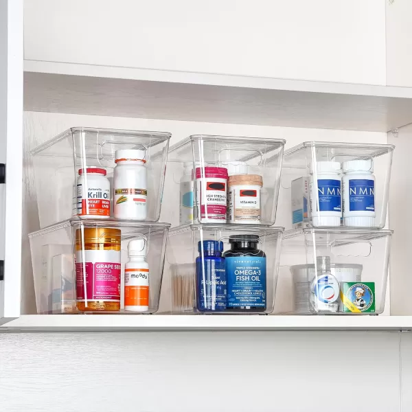 Vtopmart 6 Pack Clear Stackable Storage Bins with Lids Large Plastic Containers with Handle for Pantry Organizer and StoragePerfect for BathroomCabinetKitchenFridgeCloset Organization6
