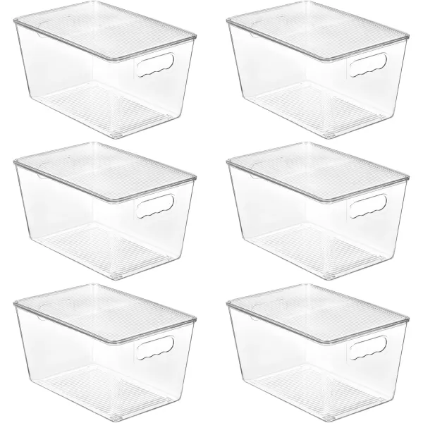 Vtopmart 6 Pack Clear Stackable Storage Bins with Lids Large Plastic Containers with Handle for Pantry Organizer and StoragePerfect for BathroomCabinetKitchenFridgeCloset Organization6