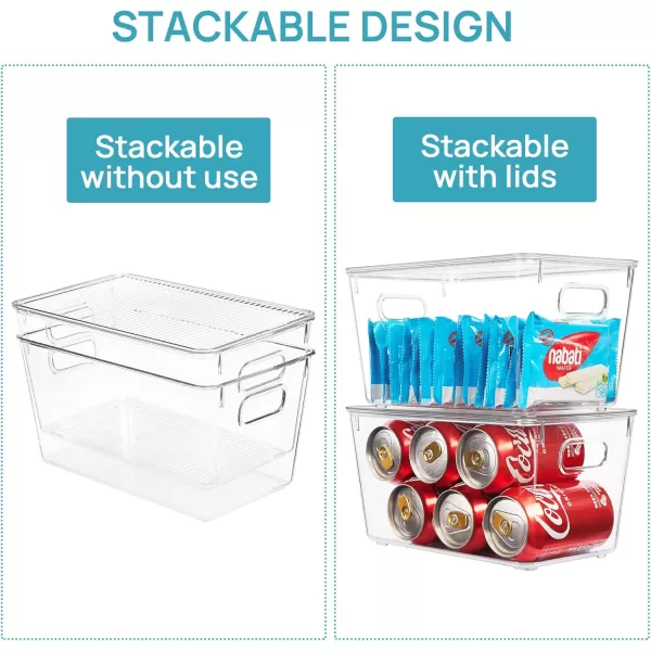 Vtopmart 6 Pack Clear Stackable Storage Bins with Lids Large Plastic Containers with Handle for Pantry Organizer and StoragePerfect for BathroomCabinetKitchenFridgeCloset Organization10