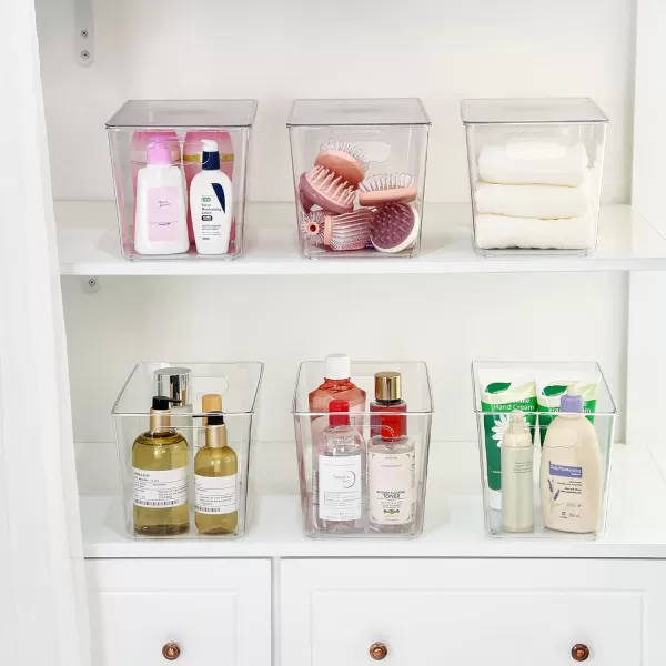 Vtopmart 6 Pack Clear Stackable Storage Bins with Lids Large Plastic Containers with Handle for Pantry Organizer and StoragePerfect for BathroomCabinetKitchenFridgeCloset Organization4
