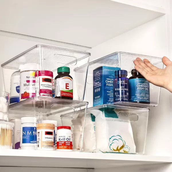 Vtopmart 6 Pack Clear Stackable Storage Bins with Lids Large Plastic Containers with Handle for Pantry Organizer and StoragePerfect for BathroomCabinetKitchenFridgeCloset Organization4