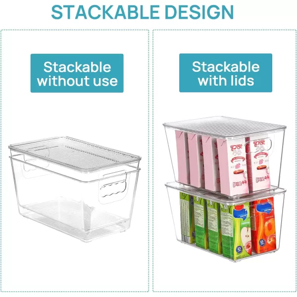 Vtopmart 6 Pack Clear Stackable Storage Bins with Lids Large Plastic Containers with Handle for Pantry Organizer and StoragePerfect for BathroomCabinetKitchenFridgeCloset Organization6