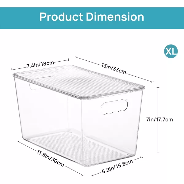 Vtopmart 6 Pack Clear Stackable Storage Bins with Lids Large Plastic Containers with Handle for Pantry Organizer and StoragePerfect for BathroomCabinetKitchenFridgeCloset Organization4