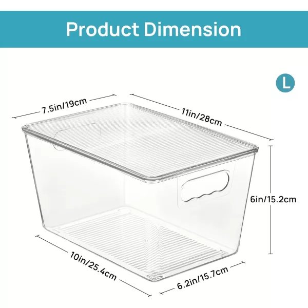 Vtopmart 6 Pack Clear Stackable Storage Bins with Lids Large Plastic Containers with Handle for Pantry Organizer and StoragePerfect for BathroomCabinetKitchenFridgeCloset Organization8