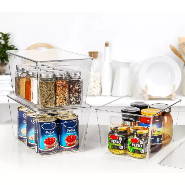 Vtopmart 6 Pack Clear Stackable Storage Bins with Lids Large Plastic Containers with Handle for Pantry Organizer and StoragePerfect for BathroomCabinetKitchenFridgeCloset Organization4