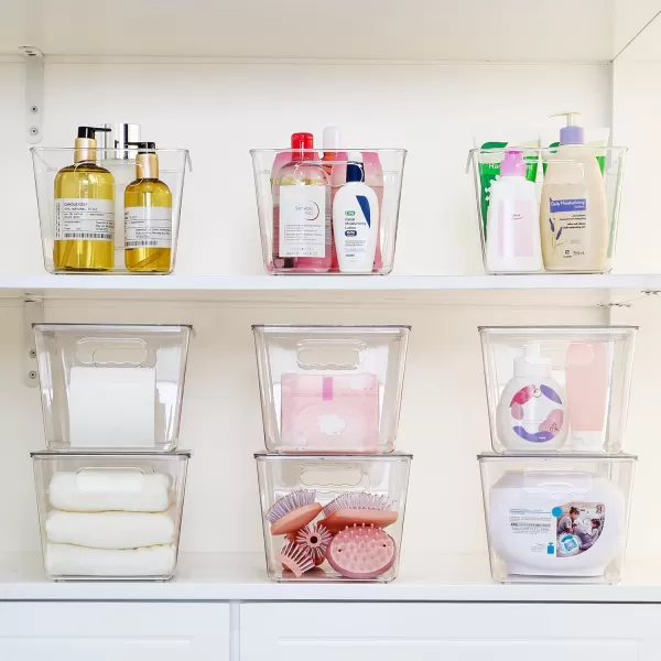 Vtopmart 6 Pack Clear Stackable Storage Bins with Lids Large Plastic Containers with Handle for Pantry Organizer and StoragePerfect for BathroomCabinetKitchenFridgeCloset Organization8