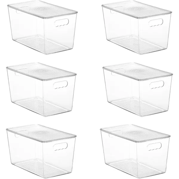 Vtopmart 6 Pack Clear Stackable Storage Bins with Lids Large Plastic Containers with Handle for Pantry Organizer and StoragePerfect for BathroomCabinetKitchenFridgeCloset Organization6