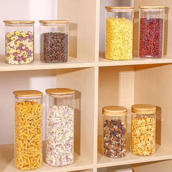 Vtopmart 70oz Glass Food Storage Jars Set of 3 Large Food Containers with Airtight Bamboo Wooden Lids for Pasta Nuts Flour Glass Canisters for Kitchen Pantry Organization and Storage BPA FreeSquare