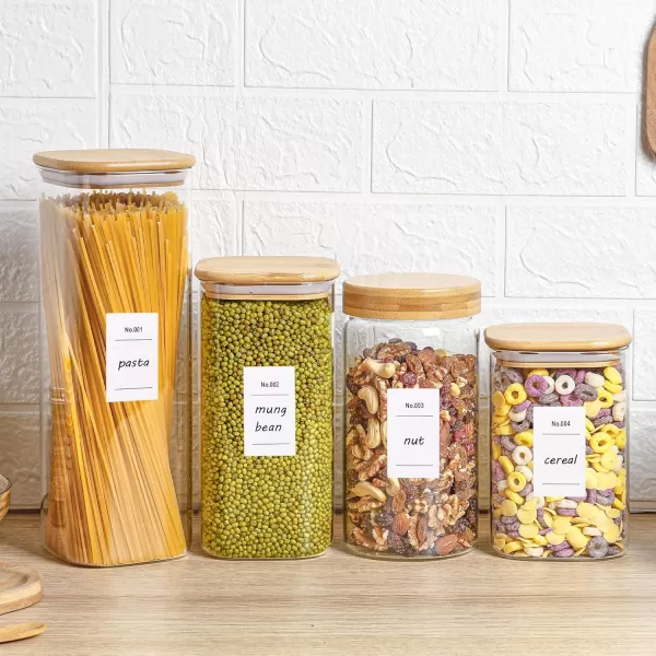 Vtopmart 70oz Glass Food Storage Jars Set of 3 Large Food Containers with Airtight Bamboo Wooden Lids for Pasta Nuts Flour Glass Canisters for Kitchen Pantry Organization and Storage BPA FreeSquare