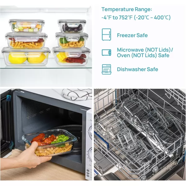 Vtopmart 8 Pack Glass Meal Prep Container with Lids Snapware Lunch Containers for Food Storage Airtight Kitchen Container for Leftover Microwave Oven Freezer and Dishwasher Safe BPA FreeGrey