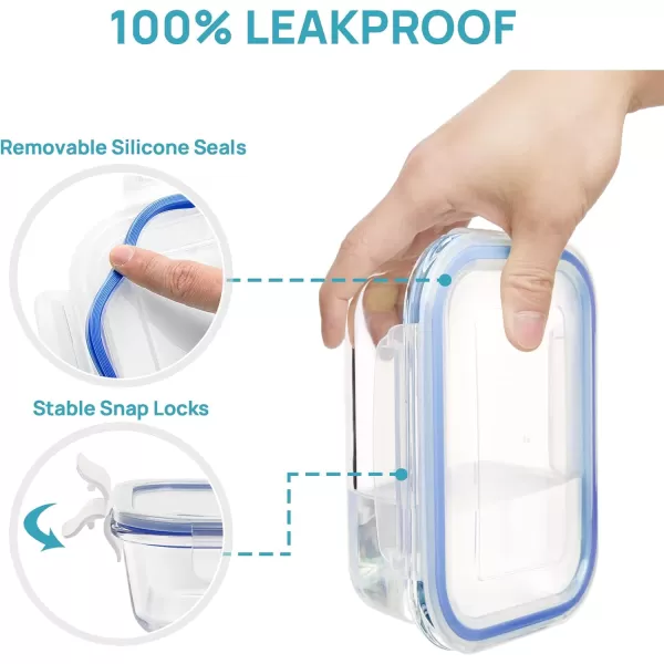 Vtopmart 8 Pack Glass Meal Prep Container with Lids Snapware Lunch Containers for Food Storage Airtight Kitchen Container for Leftover Microwave Oven Freezer and Dishwasher Safe BPA FreeBlue