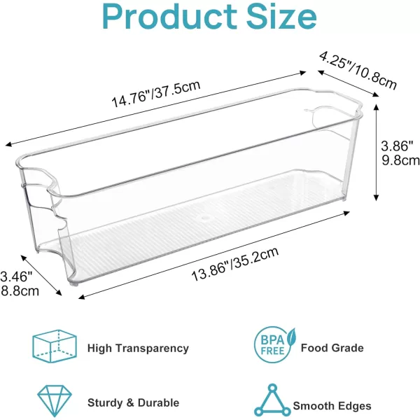 Vtopmart Breastmilk Storage Container 4PCS Set Clear Freezer and Fridge Organizer Bins Plastic Storage Bins for Breast Milk Baby Pouches Formula Bottles and Yogurts 43 Width 147quot Long