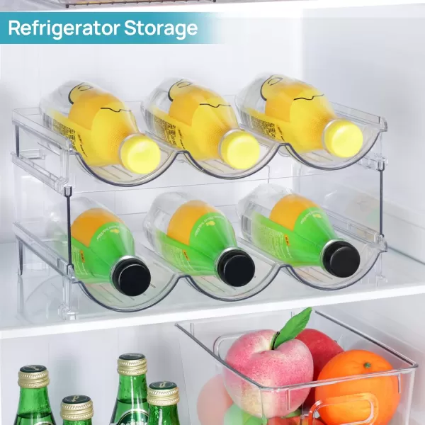 Vtopmart Stackable Water Bottle Organizer Holder 2 Pack Clear Plastic Cup Storage Rack for Pantry Kitchen Cabinet Cupboard Countertop Organization and Storage Hold 6 Bottles