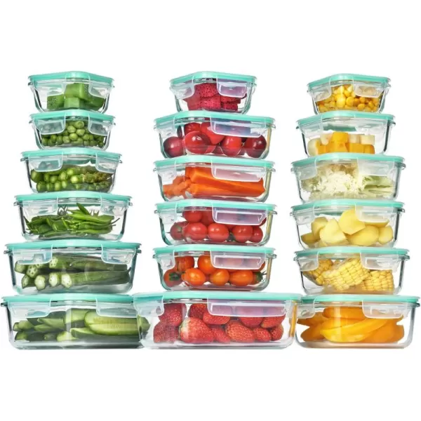 Vtopmart 18Pack Glass Food Storage Containers with Lids Meal Prep Containers Airtight Lunch Containers Bento Boxes with Leak Proof Locking Lids for Microwave Oven Freezer Dishwasher