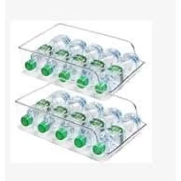 Vtopmart 2 Pack Plastic Fridge Water Bottle Storage Organizer Bins Drink and Soda Can Holder for Refrigerator and Freezer BPA Free Clear