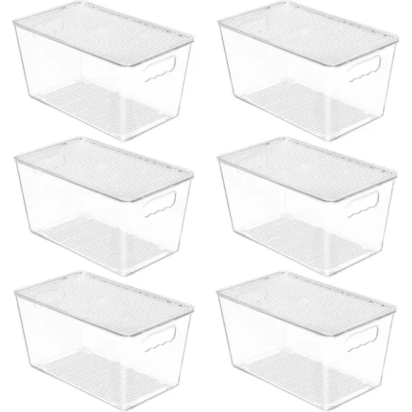 Vtopmart 6 Pack Clear Stackable Storage Bins with Lids Large Plastic Containers with Handle for Pantry Organizer and StoragePerfect for BathroomCabinetKitchenFridgeCloset Organization6