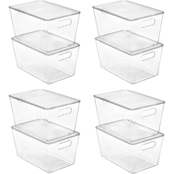 Vtopmart 6 Pack Clear Stackable Storage Bins with Lids Large Plastic Containers with Handle for Pantry Organizer and StoragePerfect for BathroomCabinetKitchenFridgeCloset Organization8