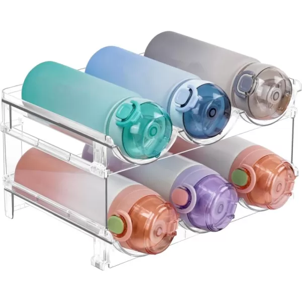 Vtopmart Stackable Water Bottle Organizer Holder 2 Pack Clear Plastic Cup Storage Rack for Pantry Kitchen Cabinet Cupboard Countertop Organization and Storage Hold 6 Bottles