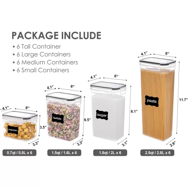 Airtight Food Storage Containers with Lids Vtopmart 24 pcs Plastic Kitchen and Pantry Organization Canisters for Cereal Dry Food Flour and Sugar BPA Free Includes 24 LabelsBlackBlack