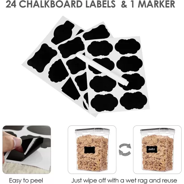 Airtight Food Storage Containers with Lids Vtopmart 24 pcs Plastic Kitchen and Pantry Organization Canisters for Cereal Dry Food Flour and Sugar BPA Free Includes 24 LabelsBlackBlack
