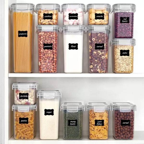 Airtight Food Storage Containers with Lids Vtopmart 24 pcs Plastic Kitchen and Pantry Organization Canisters for Cereal Dry Food Flour and Sugar BPA Free Includes 24 LabelsBlackGray