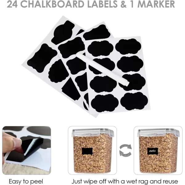 Airtight Food Storage Containers with Lids Vtopmart 24 pcs Plastic Kitchen and Pantry Organization Canisters for Cereal Dry Food Flour and Sugar BPA Free Includes 24 LabelsBlackGray