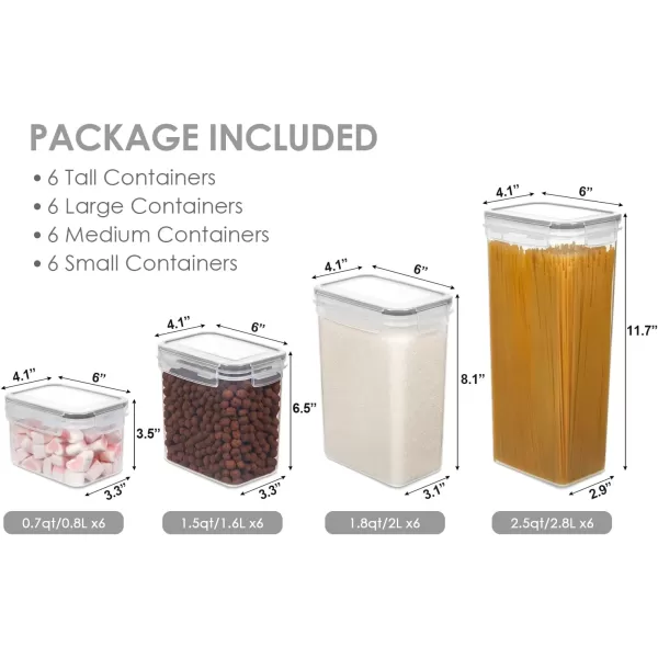 Airtight Food Storage Containers with Lids Vtopmart 24 pcs Plastic Kitchen and Pantry Organization Canisters for Cereal Dry Food Flour and Sugar BPA Free Includes 24 LabelsBlackGray