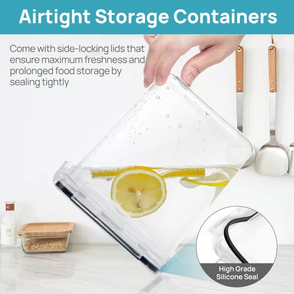 Vtopmart 10 PCS Flour and Sugar Storage Container Large Airtight Food Storage Containers with Lids for Kitchen Pantry Organization and Storage BPA Free Black