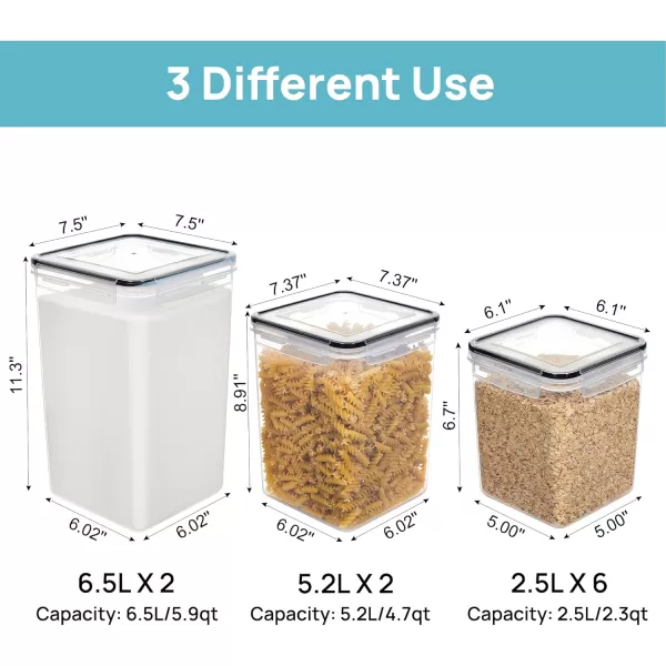 Vtopmart 10 PCS Flour and Sugar Storage Container Large Airtight Food Storage Containers with Lids for Kitchen Pantry Organization and Storage BPA Free Black