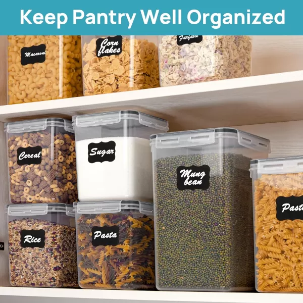 Vtopmart 10 PCS Flour and Sugar Storage Container Large Airtight Food Storage Containers with Lids for Kitchen Pantry Organization and Storage BPA Free Black