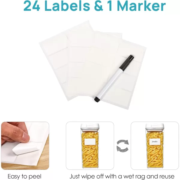 Vtopmart 21 PCS Airtight Food Storage Containers Set BPA Free Plastic Kitchen Pantry Organizer with Easy Lock Lids for Pasta Spaghetti Cereal Snack Flour Sugar Rice Organization Include 24 Labels