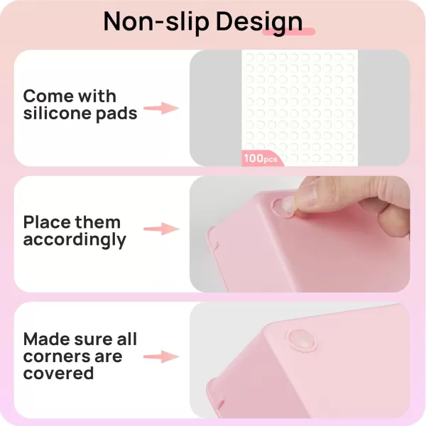 Vtopmart 25 PCS Clear Plastic Drawer Organizers Set 4Size Versatile Bathroom and Vanity Drawer Organizer Trays Storage Bins for Makeup Bedroom Kitchen Gadgets Utensils and OfficePink