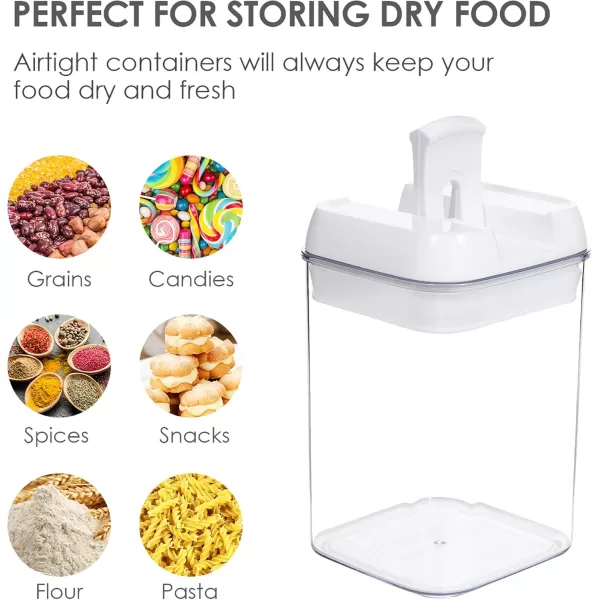 Vtopmart 4 PCS Airtight Food Storage Containers BPA Free Plastic Spaghetti Pasta Containers with Easy Lock Lids for Kitchen Pantry Organization and Storage Include 24 Labels 18L6