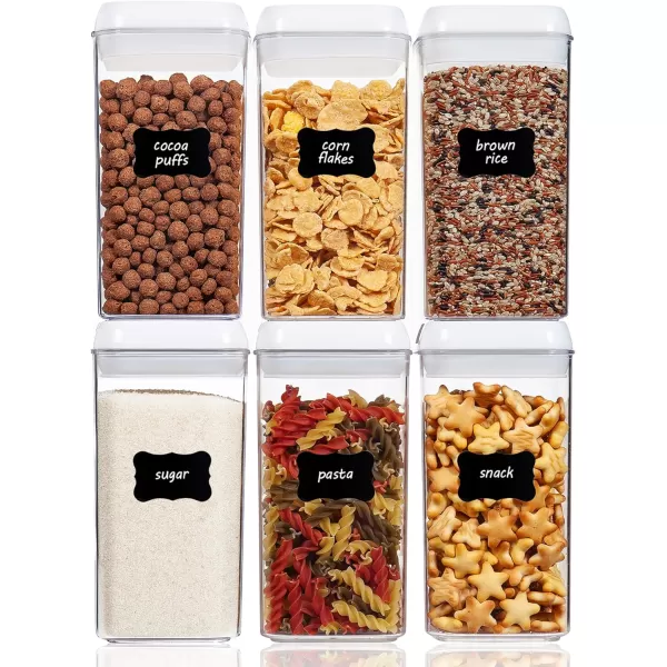 Vtopmart 4 PCS Airtight Food Storage Containers BPA Free Plastic Spaghetti Pasta Containers with Easy Lock Lids for Kitchen Pantry Organization and Storage Include 24 Labels 18L6