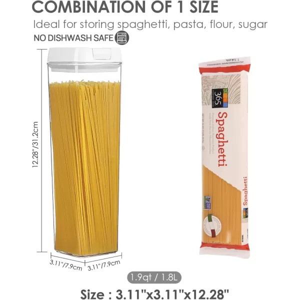 Vtopmart 4 PCS Airtight Food Storage Containers BPA Free Plastic Spaghetti Pasta Containers with Easy Lock Lids for Kitchen Pantry Organization and Storage Include 24 Labels 18L4