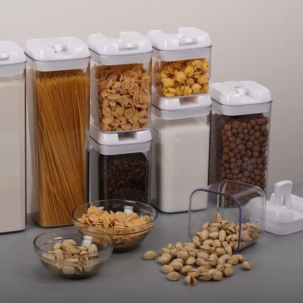 Vtopmart 4 PCS Airtight Food Storage Containers BPA Free Plastic Spaghetti Pasta Containers with Easy Lock Lids for Kitchen Pantry Organization and Storage Include 24 Labels 18L6