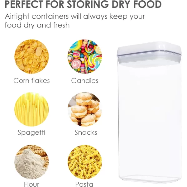 Vtopmart 4 PCS Airtight Food Storage Containers BPA Free Plastic Spaghetti Pasta Containers with Easy Lock Lids for Kitchen Pantry Organization and Storage Include 24 Labels 18L4