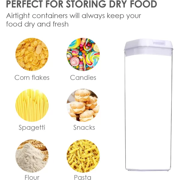 Vtopmart 4 PCS Airtight Food Storage Containers BPA Free Plastic Spaghetti Pasta Containers with Easy Lock Lids for Kitchen Pantry Organization and Storage Include 24 Labels 18L4