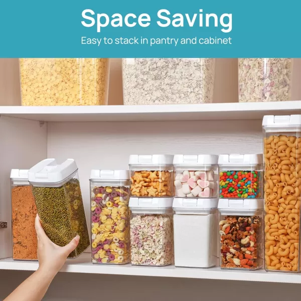 Vtopmart Airtight Food Storage Containers 7 Pieces BPA Free Plastic Cereal Containers with Easy Lock Lids for Kitchen Pantry Organization and Storage Include 24 LabelsBlackWhite