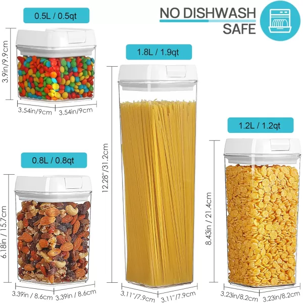 Vtopmart Airtight Food Storage Containers 7 Pieces BPA Free Plastic Cereal Containers with Easy Lock Lids for Kitchen Pantry Organization and Storage Include 24 LabelsBlackWhite