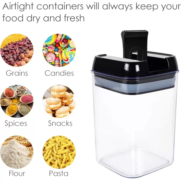 Vtopmart Airtight Food Storage Containers 7 Pieces BPA Free Plastic Cereal Containers with Easy Lock Lids for Kitchen Pantry Organization and Storage Include 24 LabelsBlackBlack