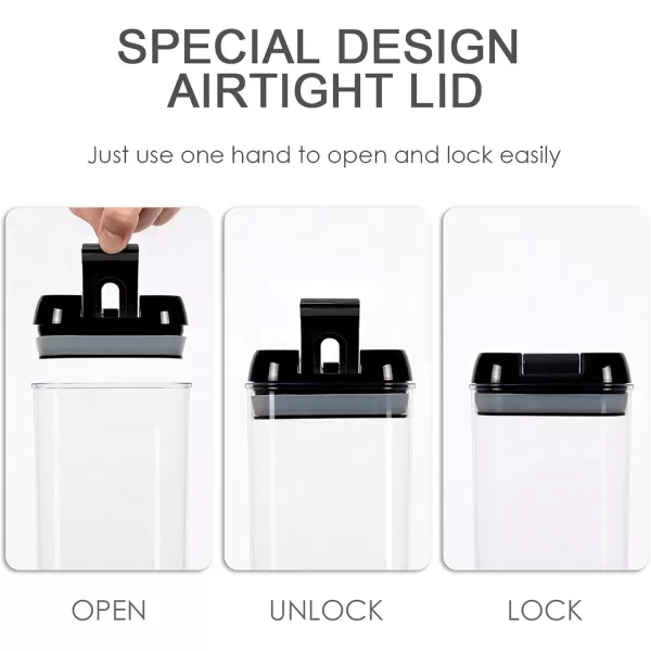Vtopmart Airtight Food Storage Containers 7 Pieces BPA Free Plastic Cereal Containers with Easy Lock Lids for Kitchen Pantry Organization and Storage Include 24 LabelsBlackBlack
