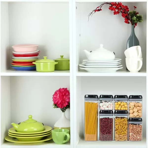 Vtopmart Airtight Food Storage Containers 7 Pieces BPA Free Plastic Cereal Containers with Easy Lock Lids for Kitchen Pantry Organization and Storage Include 24 LabelsBlackBlack