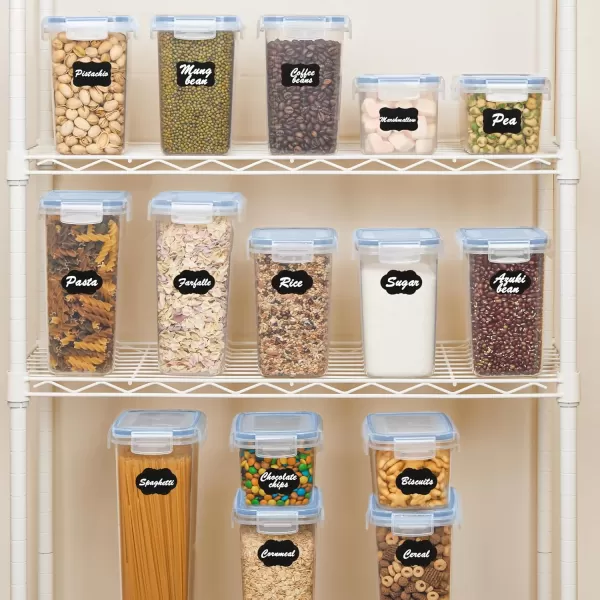 Vtopmart Airtight Food Storage Containers Set with Lids 15pcs BPA Free Plastic Dry Food Canisters for Kitchen Pantry Organization and Storage Dishwasher safeInclude 24 Labels BlueBlue