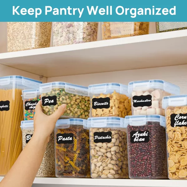 Vtopmart Airtight Food Storage Containers Set with Lids 15pcs BPA Free Plastic Dry Food Canisters for Kitchen Pantry Organization and Storage Dishwasher safeInclude 24 Labels BlueBlue