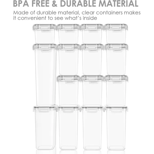 Vtopmart Airtight Food Storage Containers Set with Lids 15pcs BPA Free Plastic Dry Food Canisters for Kitchen Pantry Organization and Storage Dishwasher safeInclude 24 Labels BlueGrey